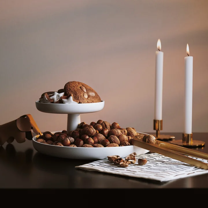 Brass Candle Holder, Paper Napkin Broken Lines and Rotary Tray by Vitra