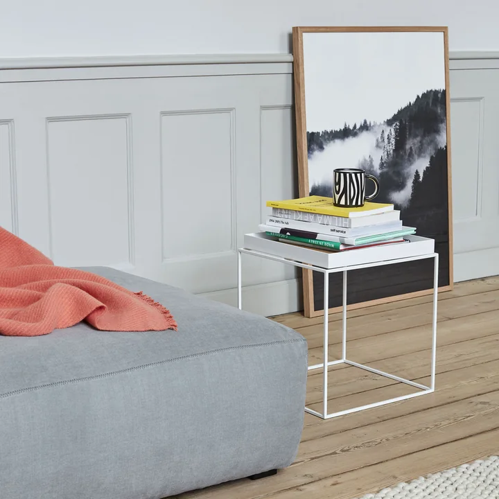 Foggy Forest Poster by artful and Tray Table Wood Cup and Maw Maw Soft Sofa from HAY