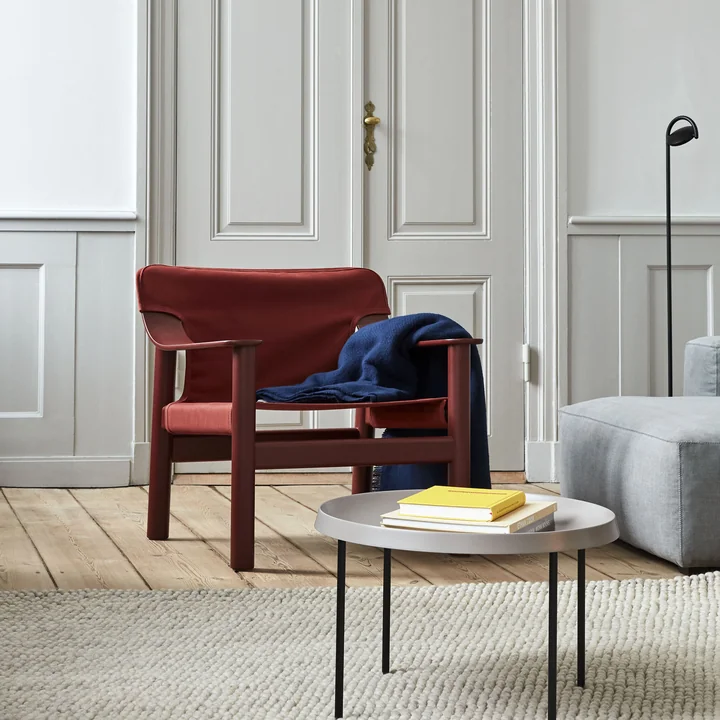 Bernard armchair, Mono wool blanket, Marselis LED floor lamp and Tulou side table by HAY