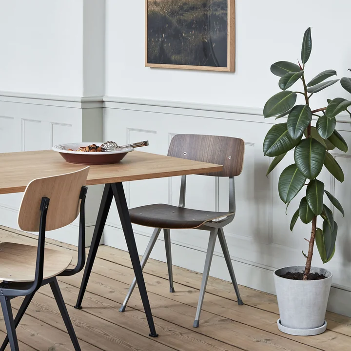 Kitchen tongs, Pyramid table, Result chair and flower pot with saucer by HAY