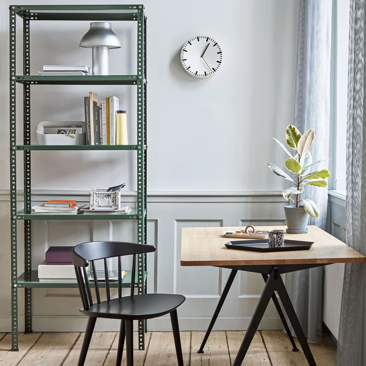 J104 Chair , Pyramid table, Shelving Unit and Analog clock from HAY