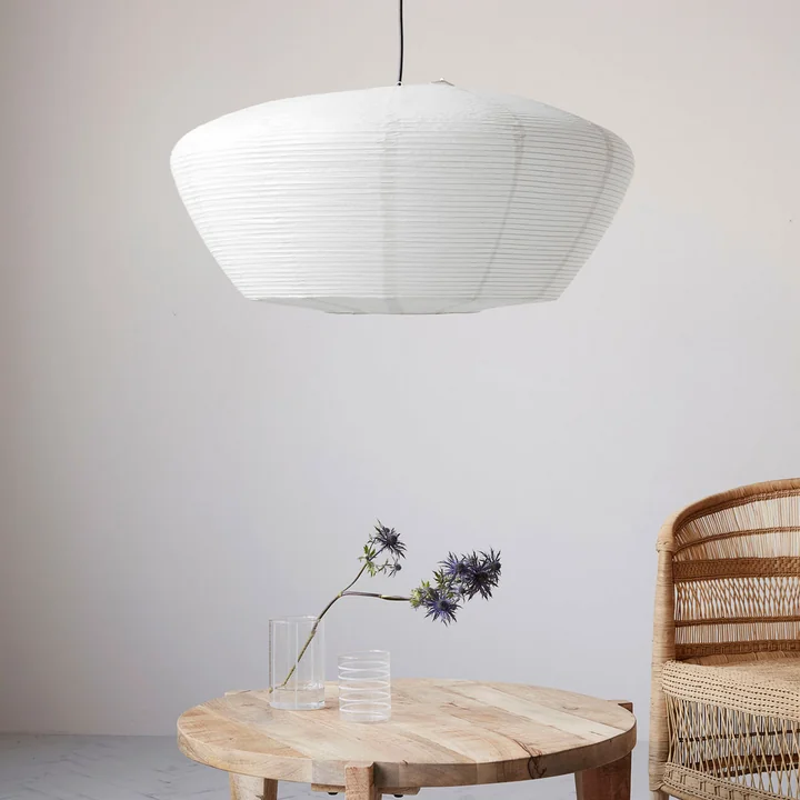 Bidar lampshade, Ø 81.5 x H 38 cm, white by House Doctor above the dining table