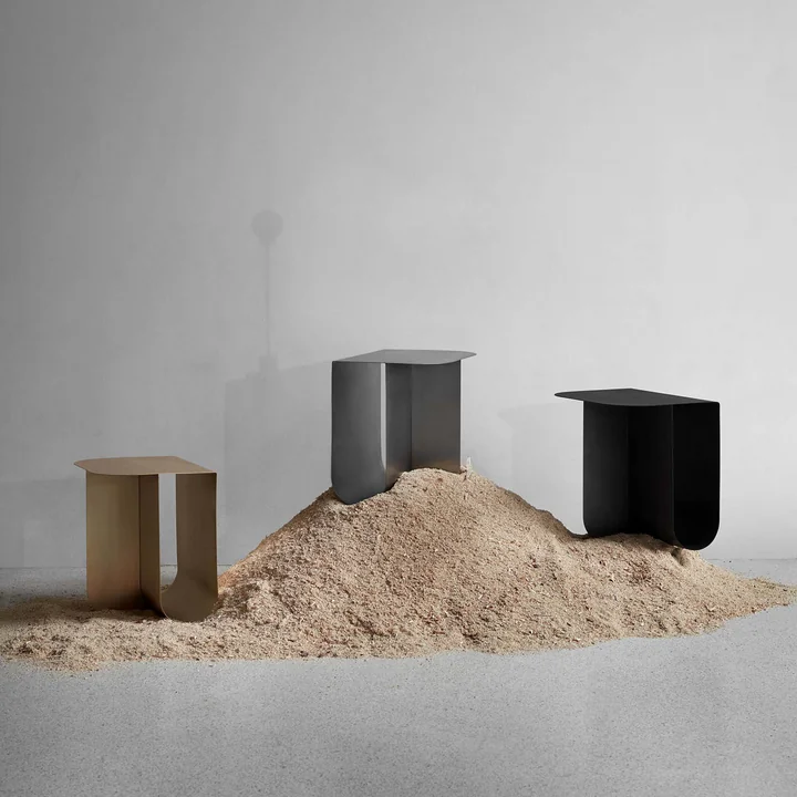 Mass side table in brass, stainless steel and black by Northern