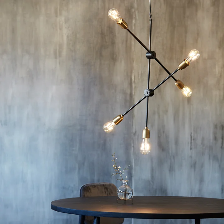 Molecular pendant lamp 5 illuminant from House Doctor in black / brass