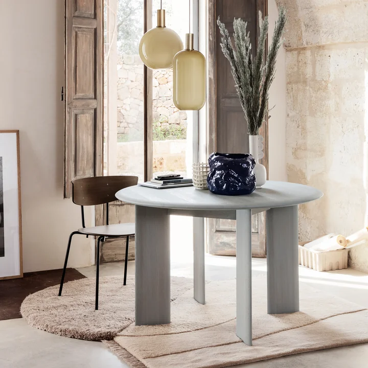 Bevel table, Ø 117 x H 73 cm, ice blue oiled oak by Ferm Living