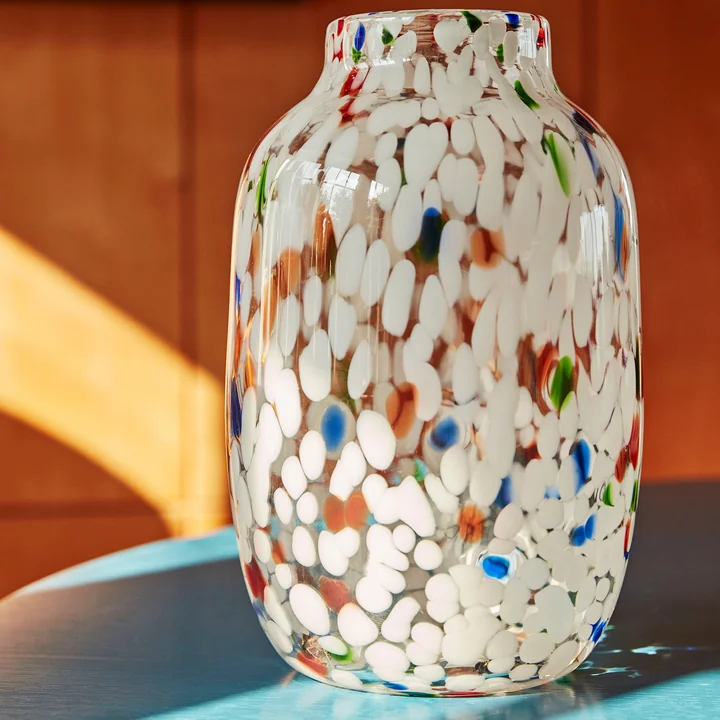 Splash Vase L, Ø 18.7 x H 27 cm, White Dot by HAY