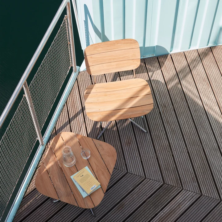 Lilium Lounge Chair & Table, teak / stainless steel by Skagerak