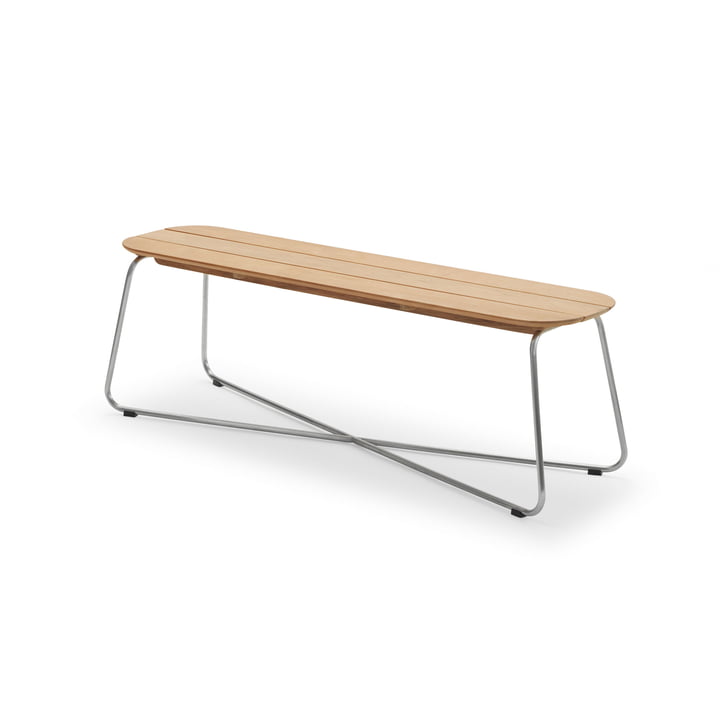 Lilium Bench, teak / stainless steel by Skagerak