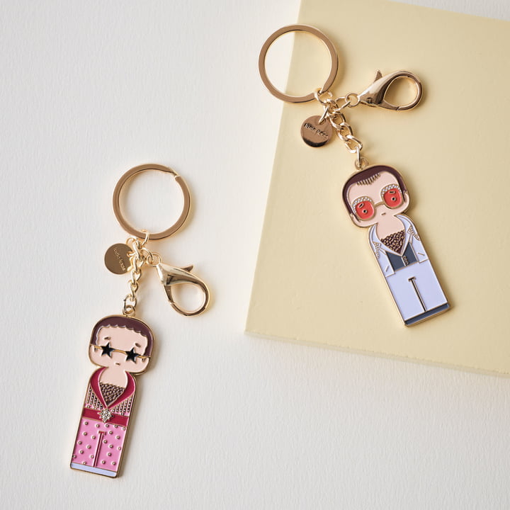 Sketch Inc. key ring Elton in white and pink by Lucie Kaas