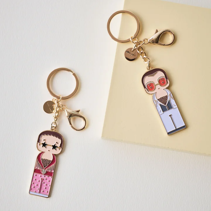 Sketch Inc. key ring Elton in white and pink by Lucie Kaas