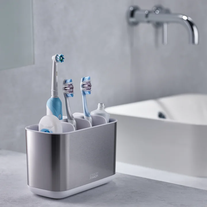 EasyStore Steel Toothbrush holder, large / white from Joseph Joseph