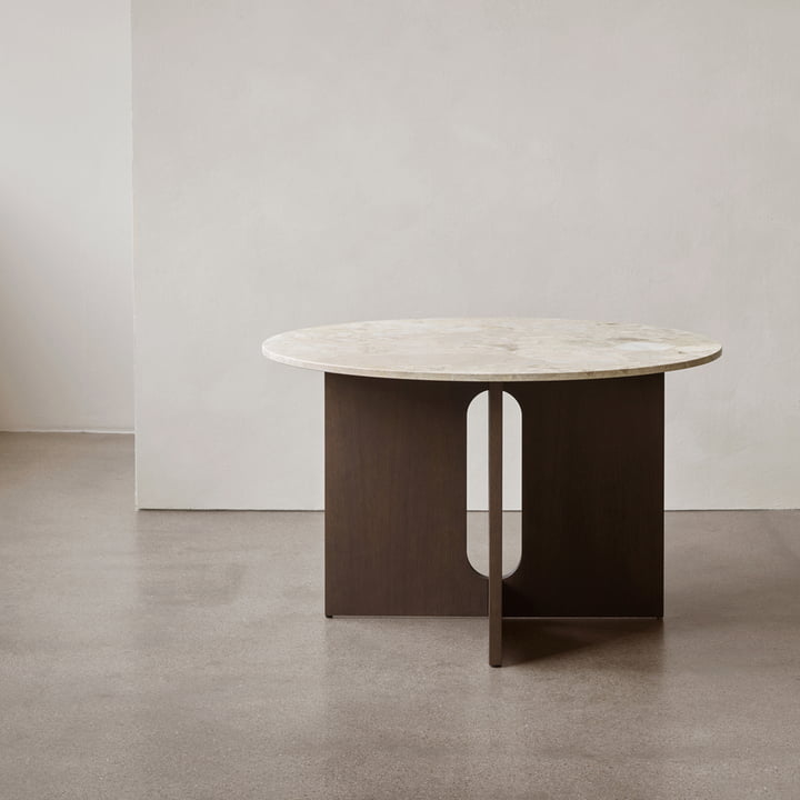 Androgyne Table, Ø 120 x H 73 cm, dark oak / sandstone from Audo