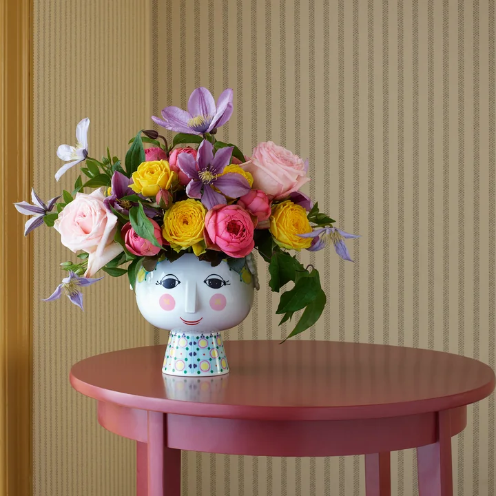 Cachepot with foot Eva Ø 15,5 cm from Bjørn Wiinblad in multicoloured