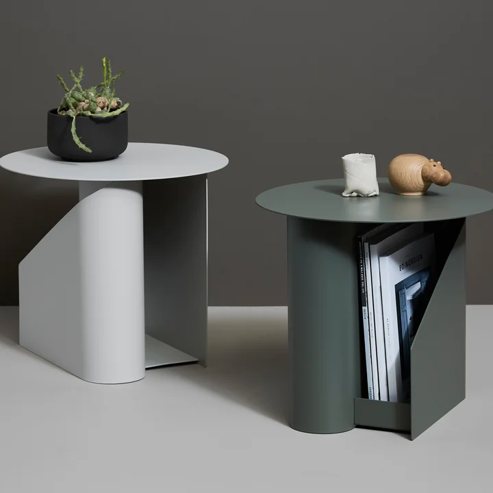 Sentrum Side table Ø 40 x H 36 cm from Woud in warm grey and dusty green