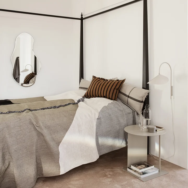 Vista bedspread, True cushion, Calm cushion and Arum wall lamp by Ferm Living