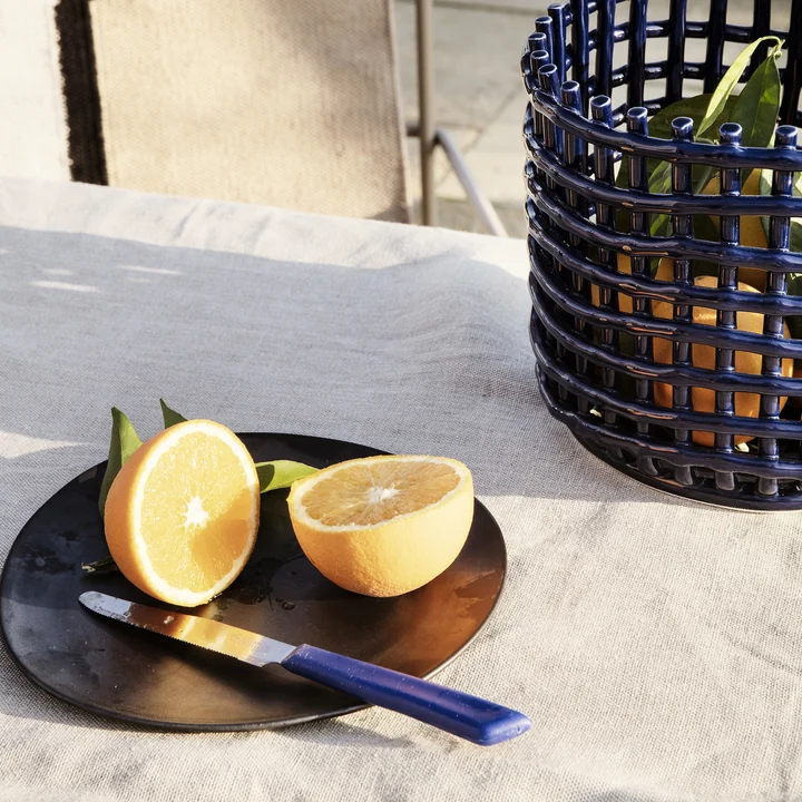 Flow Plate and ceramic basket from Ferm Living