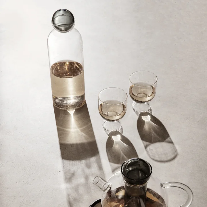 Still Glass carafe and Still Drinking glasses from Ferm Living