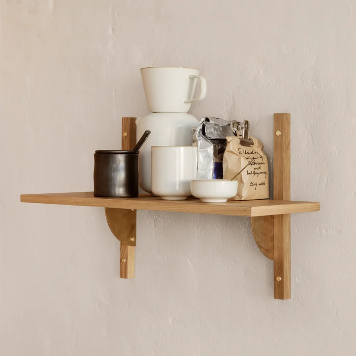 Various Ferm Living articles on the Sector wall shelf