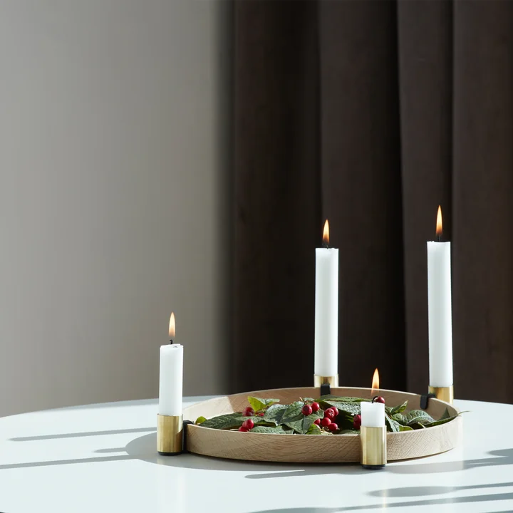 Luna MAXI candleholder from applicata in oak / brass