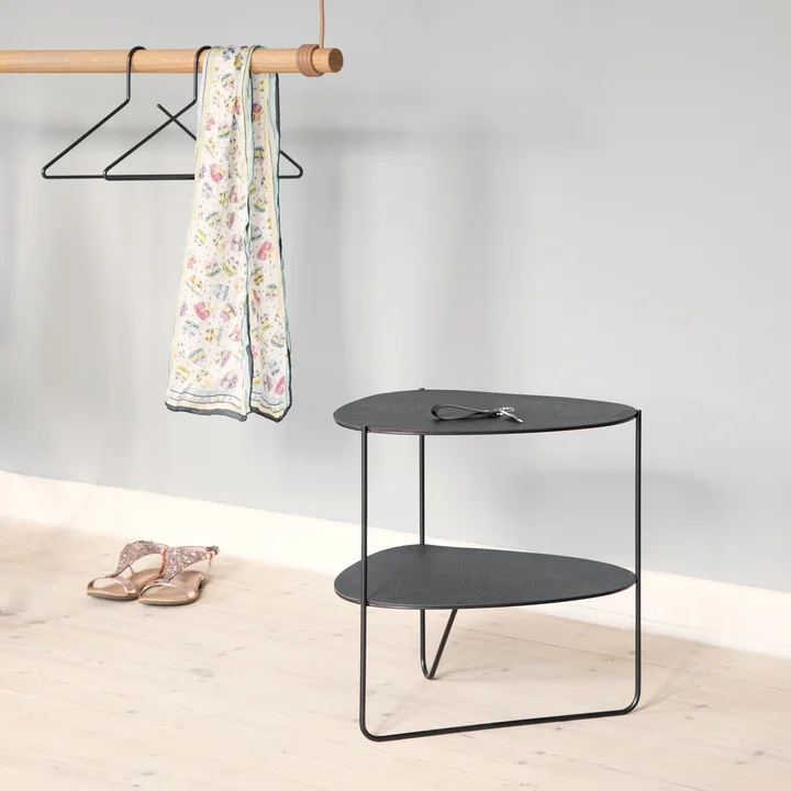 Curve Side table Double, Hippo anthracite black / black by Lind DNA