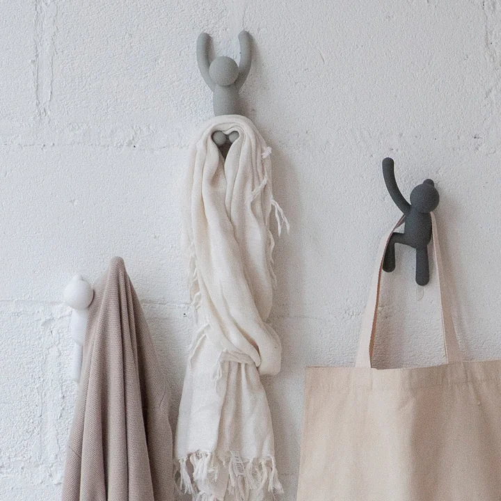Buddy wall hook set of 3 from Umbra in grey / taupe / white