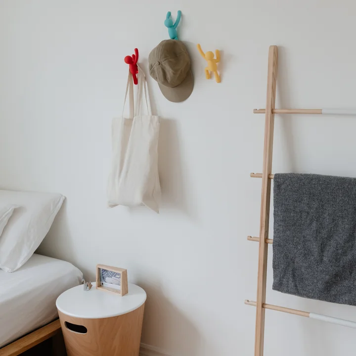 Buddy wall hook set of 3 from Umbra in blue / yellow / red