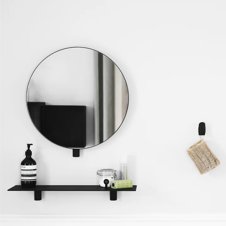 Kollage Wall mirror, wall shelf and wall hook from Gejst
