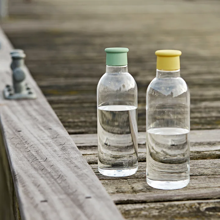 Drink-It Water bottle from Rig-Tig by Stelton in yellow and dusty green