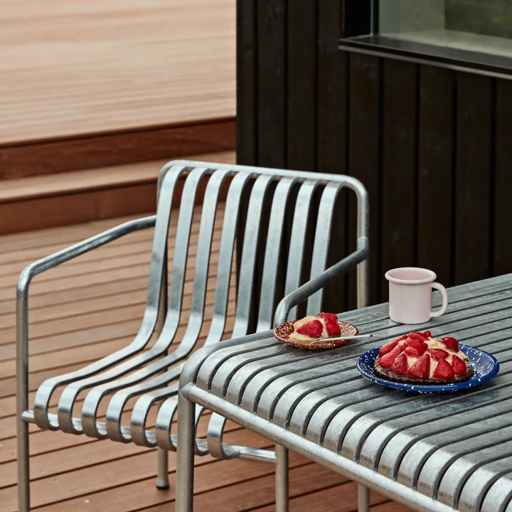 Palissade Rectangular table and Palissade Dining Armchair by HAY