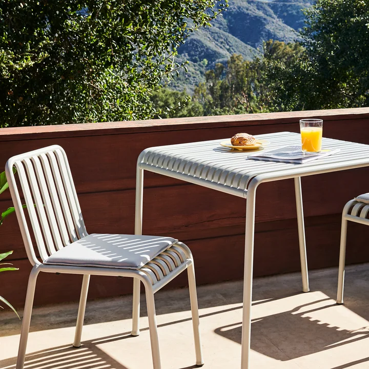 Palissade Chair, Palissade Square table and Palissade Seat Cushion for chair from HAY