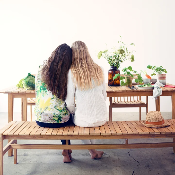 Garden bench without backrest and garden table from FDB Møbler