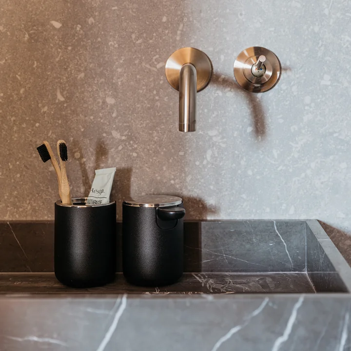 Bath toothbrush holder and soap dispenser from Audo