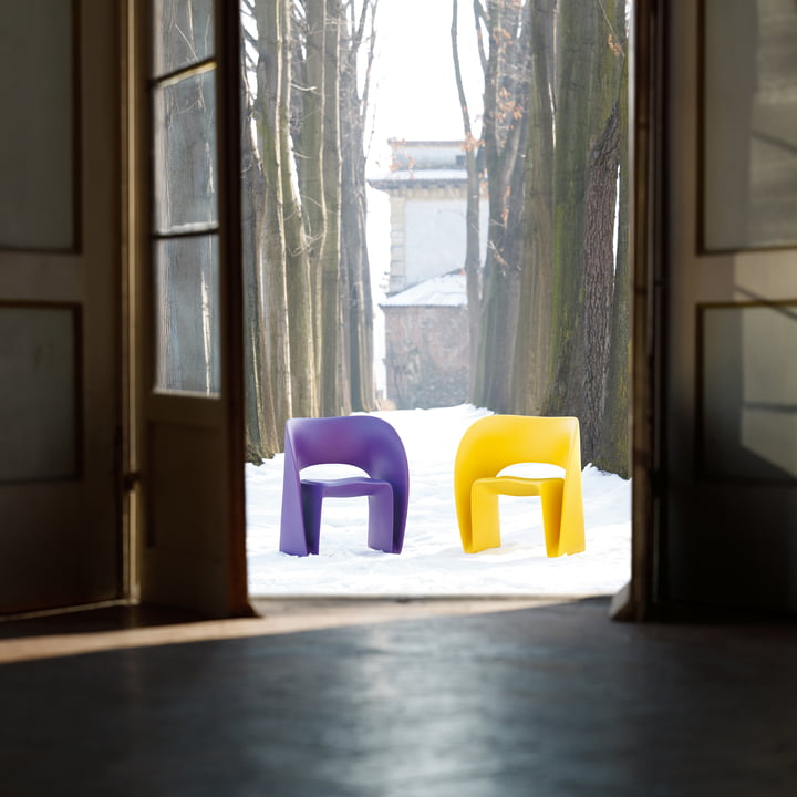 Raviolo Armchair from Magis in purple and yellow