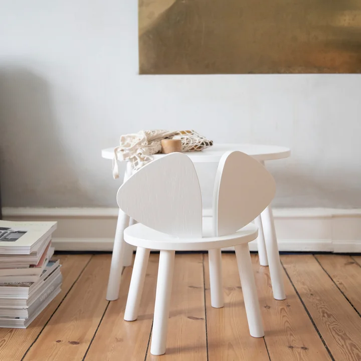 Mouse Children's chair and table from Nofred in white