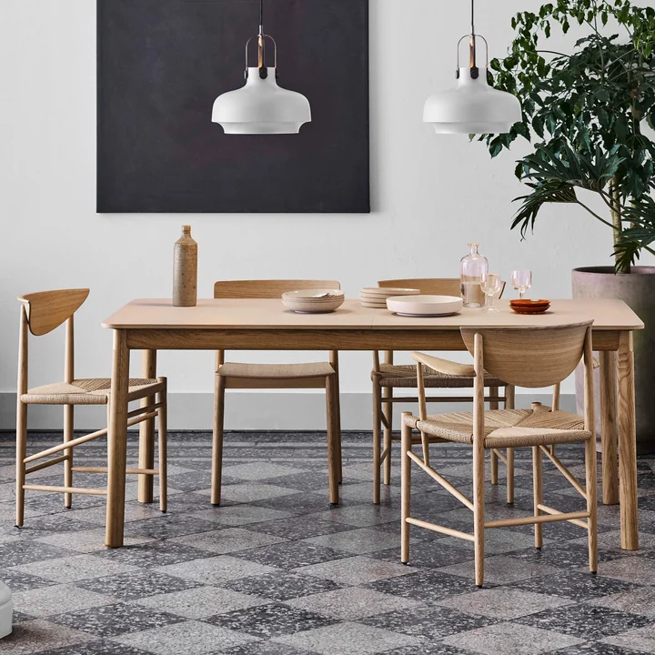 Drawn HM3 Chair, Drawn HM4 Armchair and Copenhagen SC7 Pendant Light by & tradition