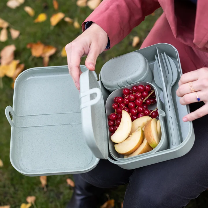 Pascal Ready Lunch box set with Klikk cutlery from Koziol in organic grey