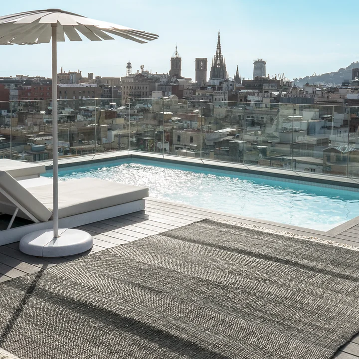 Tres Stripes outdoor rug from nanimarquina in black