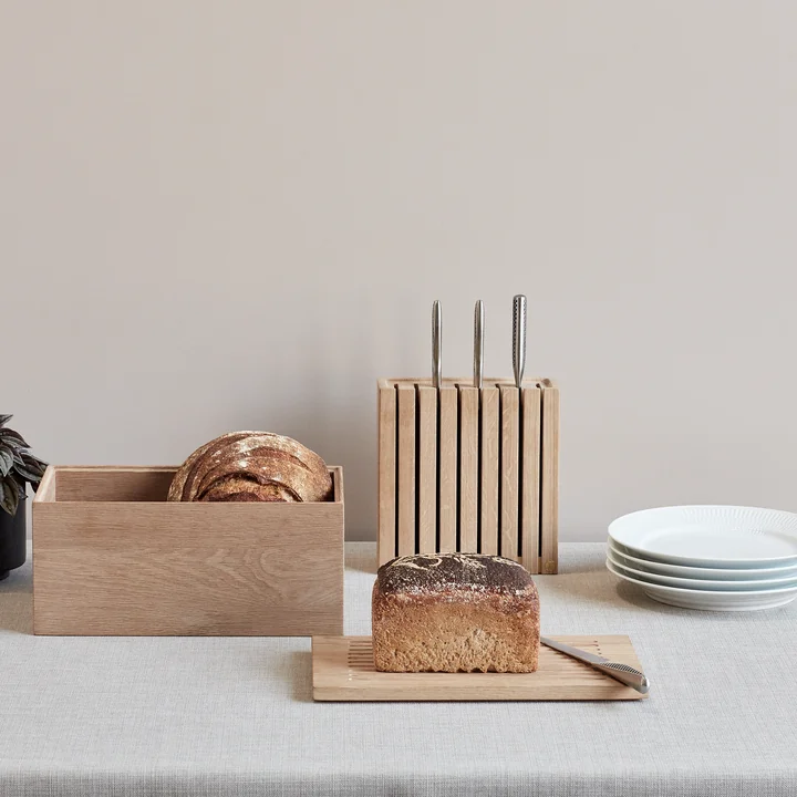 Knife block and gourmet bread box from Andersen Furniture