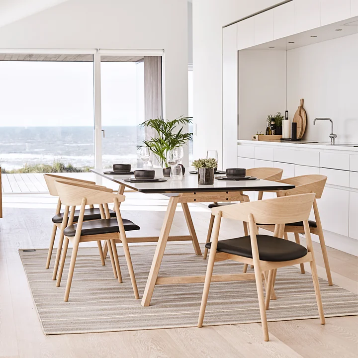 AC2 Chair from Andersen Furniture in white pigmented oak / black leather