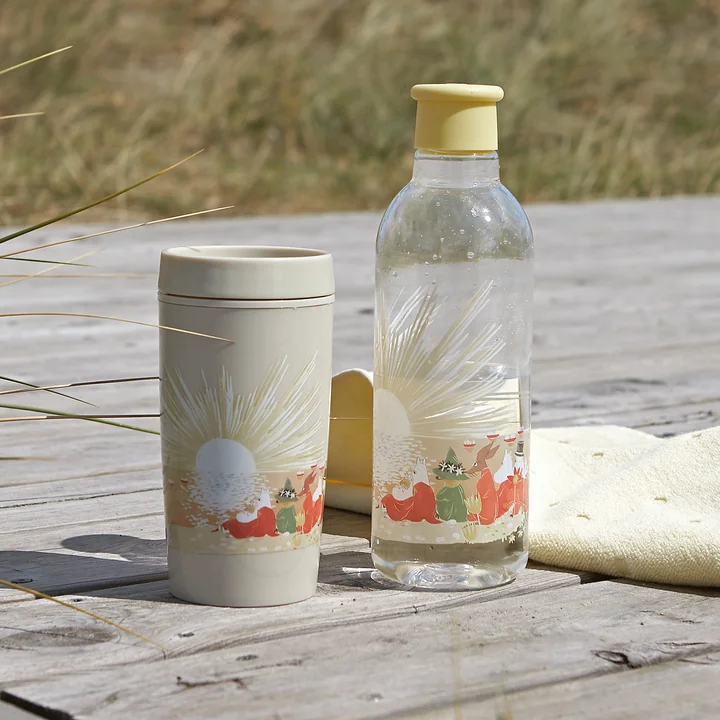 Drink-It Moomin Water bottle and Bring-It Moomin To-Go Mug from Rig-Tig by Stelton in sand