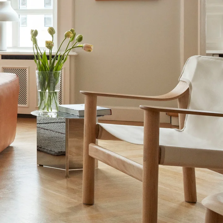 HAY - Slit Table, round mirror polished - Bernhard armchair
