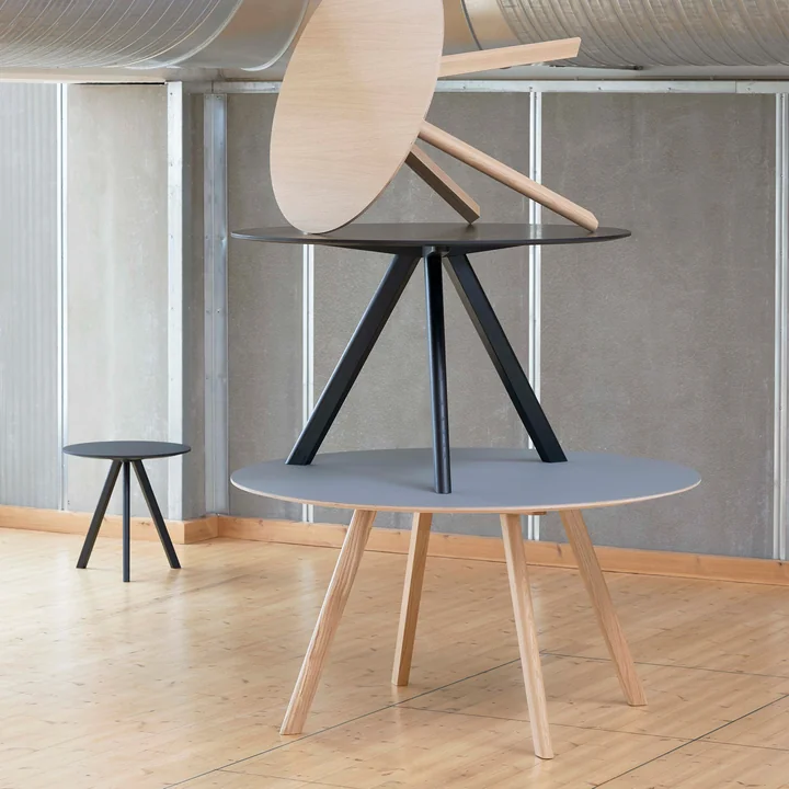 The Copenhague CPH tables from HAY stacked