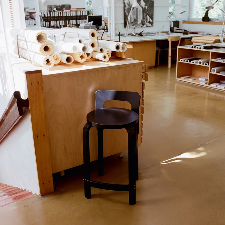 K65 kitchen chair by Artek in black birch lacquered