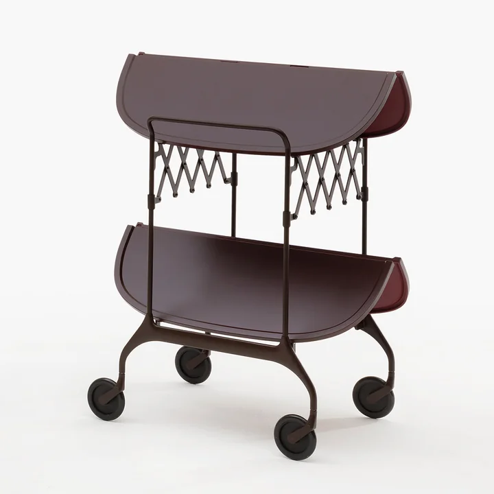 Gastone serving trolley, monochrome plum matt by Kartell