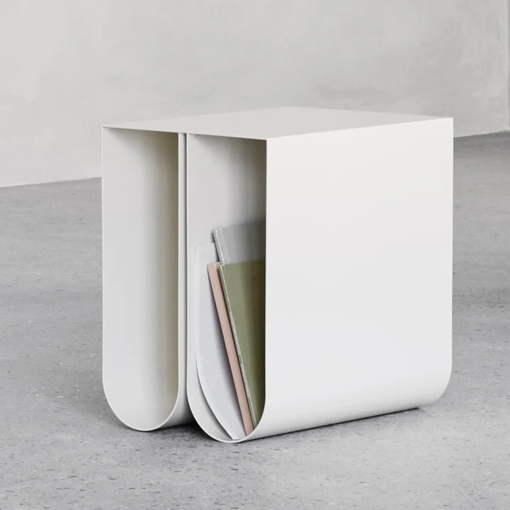 Curved side table by Kristina Dam Studio in beige