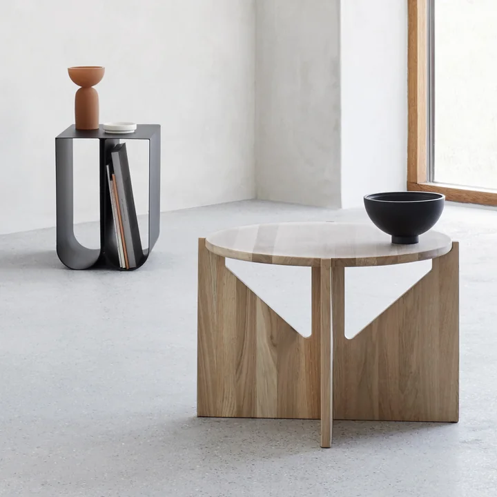 Curved side table and coffee table by Kristina Dam Studio