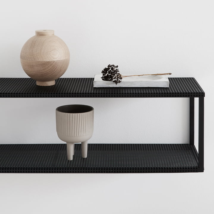 Grid wall shelf and bowl flowerpot S Ø 12 cm by Kristina Dam Studio