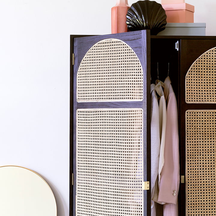 HKliving Retro bing Wardrobe with wickerwork Connox