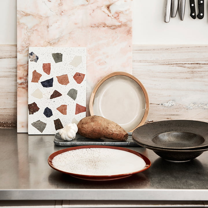 Marble tray and tableware from HKliving