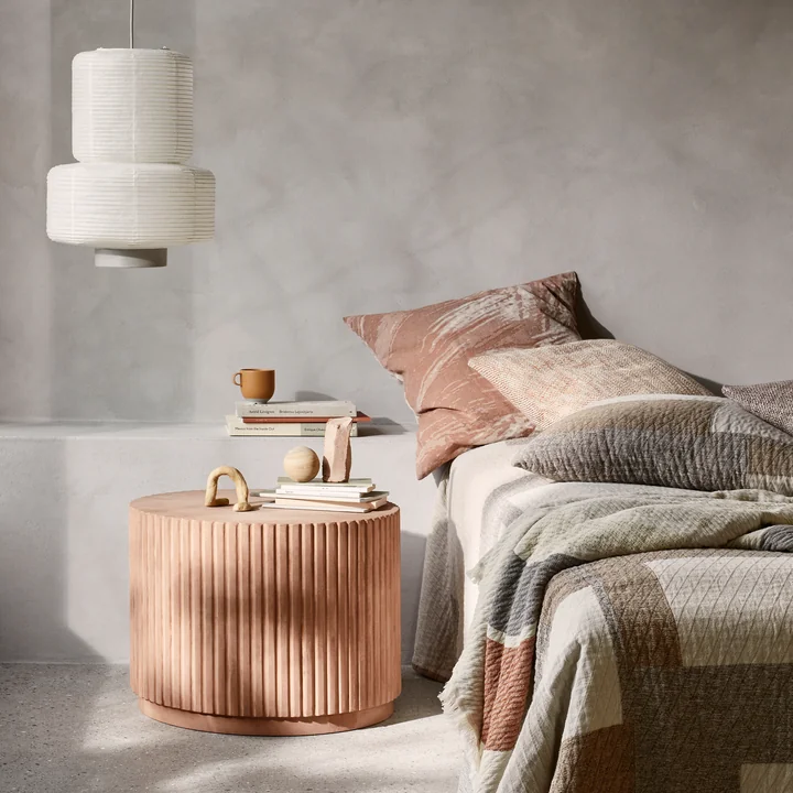 Rillo side table, Ø 56 x H 42 cm, camel by Broste Copenhagen